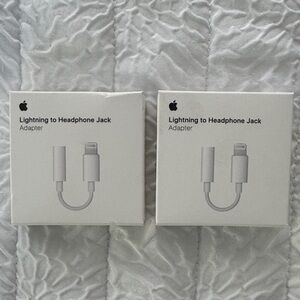 (2) NEW Apple Lightning to 3.5mm Adapter - White